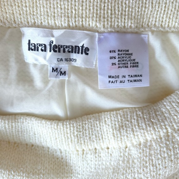 Vintage Lara Ferrante Sparkly Metallic Cream Knitted Midi Skirt - Picture 6 of 6